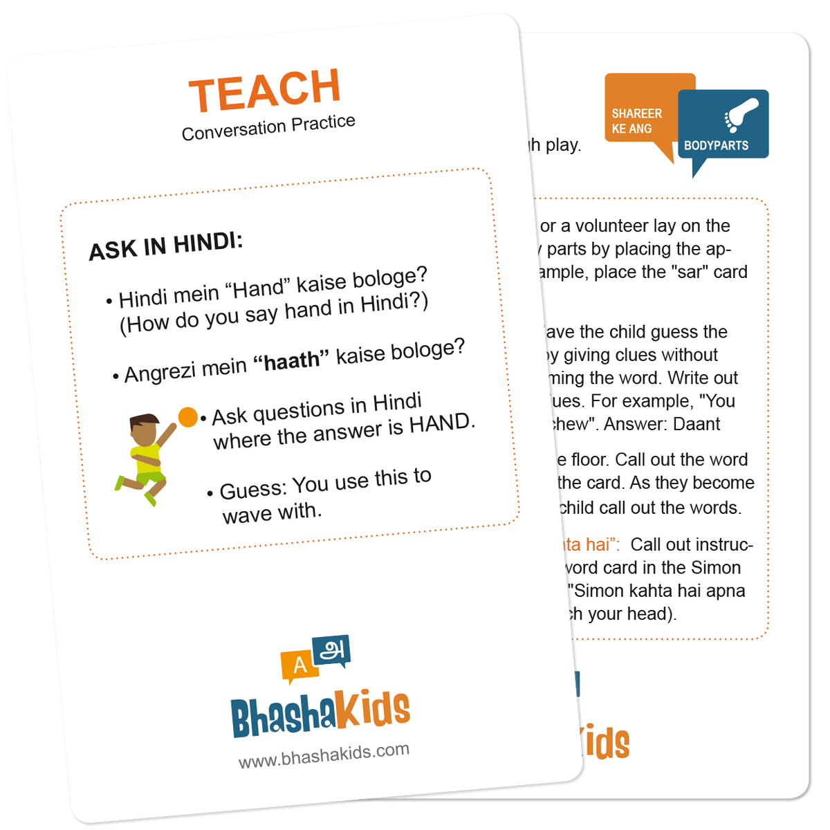 parts of body in hindi for class 2